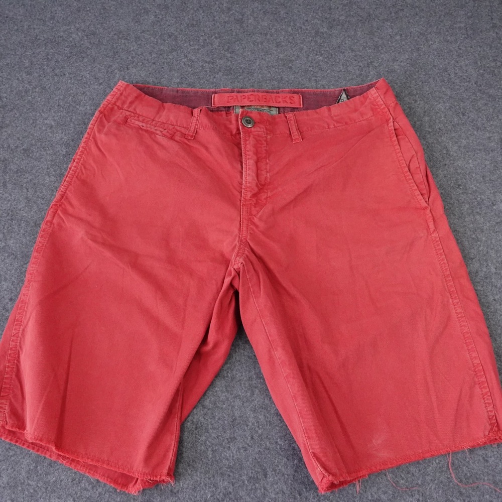 Paperbacks Mens Red Corduroy Cut Off Shorts Size 32 OPB012 Garment Dyed